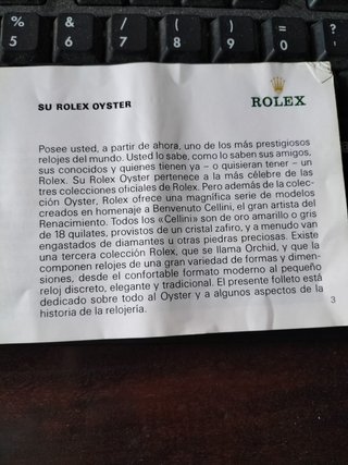 originale libretto Su Rolex Oyster vintage