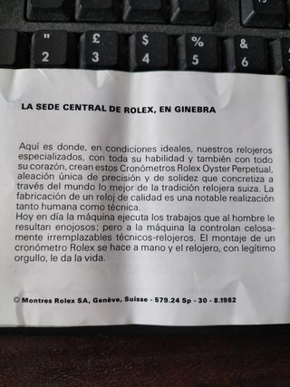 originale libretto Su Rolex Oyster vintage