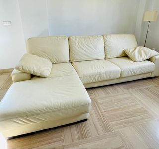 Sofa piel chaise longue tres plazas