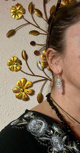 Pendientes de cuarzo rosa