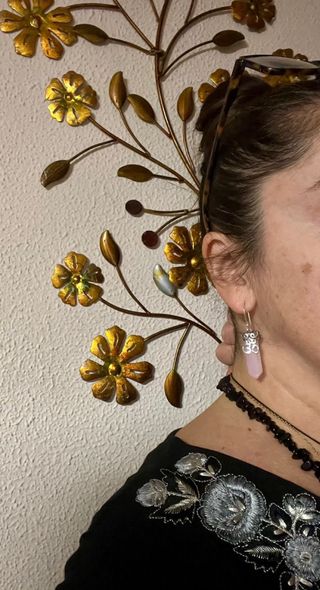 Pendientes de cuarzo rosa