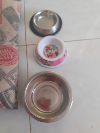 Cama mascota, arnés, comedero