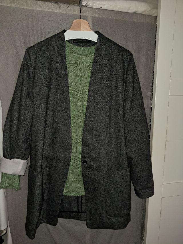 Jersey de lana verde hoja mujer