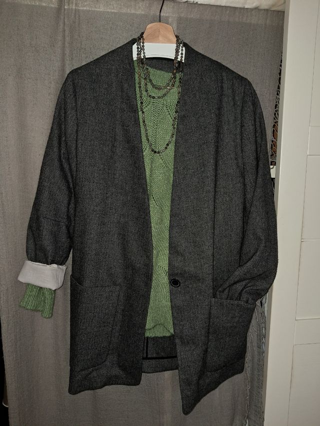 Jersey de lana verde hoja mujer