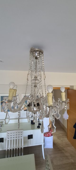 lámpara de  cristal, araña antiquísima