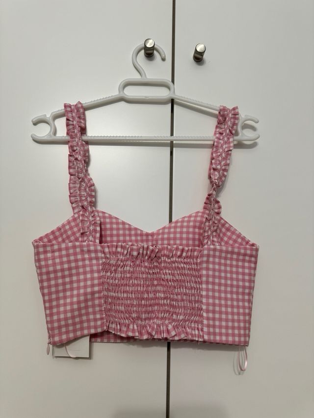 Top de asas de cuadro vichy