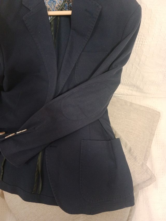 Americana spagnolo punto azul marino