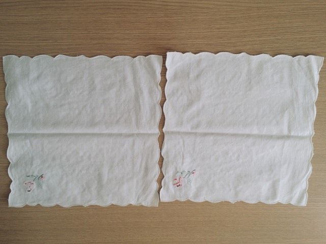COPPIA DI TOVAGLIETTE RICAMATE A MANO