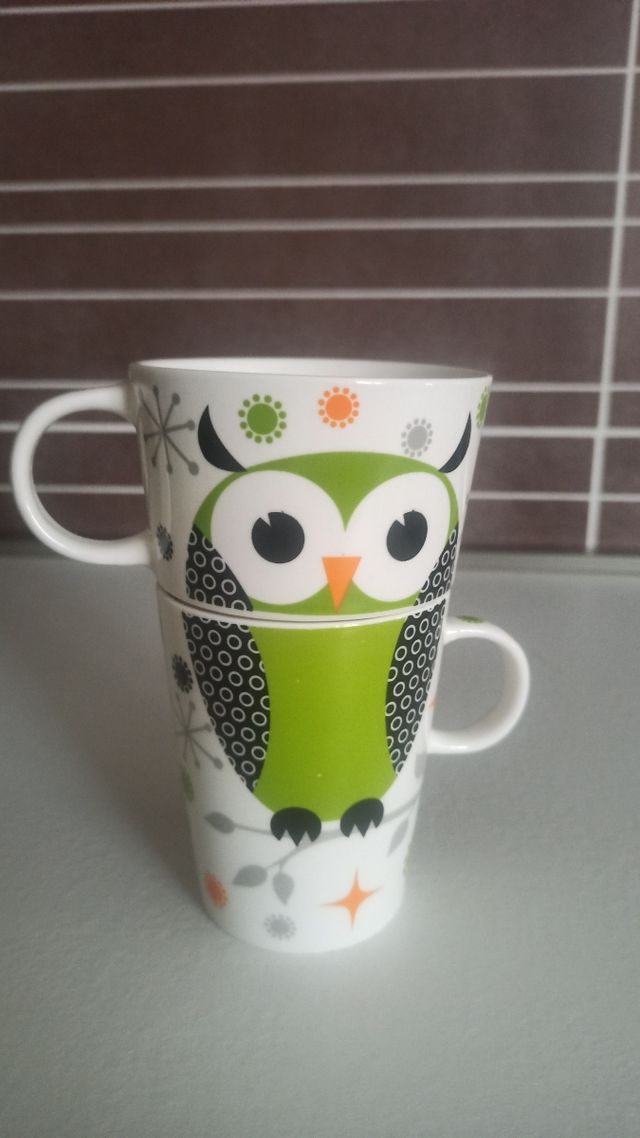 2 tazze brandani gufo verde