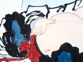 Kakemono con hotei o Buda sonriente