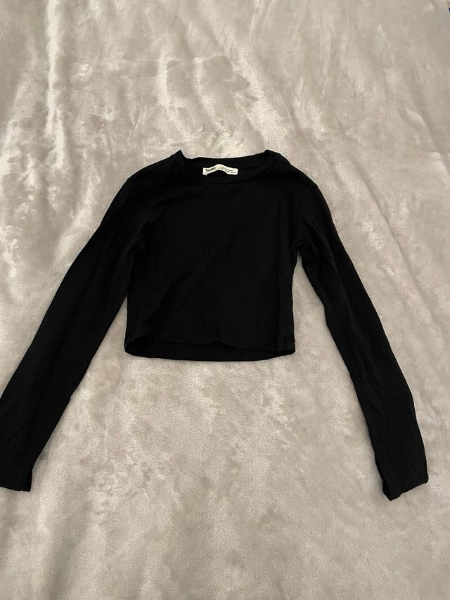 top manga larga negro