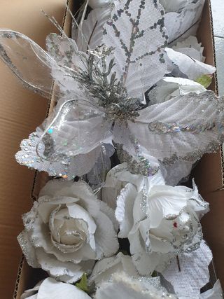 Addobbi Natale bianco e argento 33 pezzi