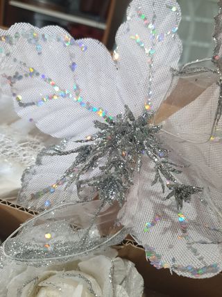 Addobbi Natale bianco e argento 33 pezzi