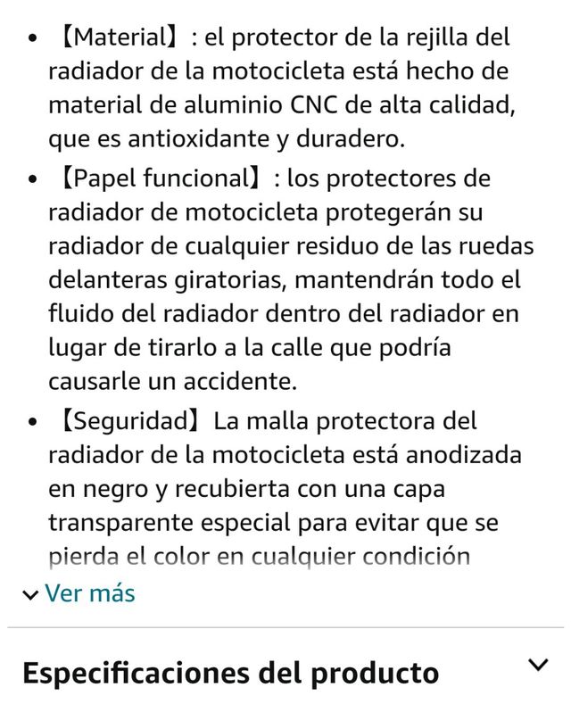 Protector para radiadores de motocicleta