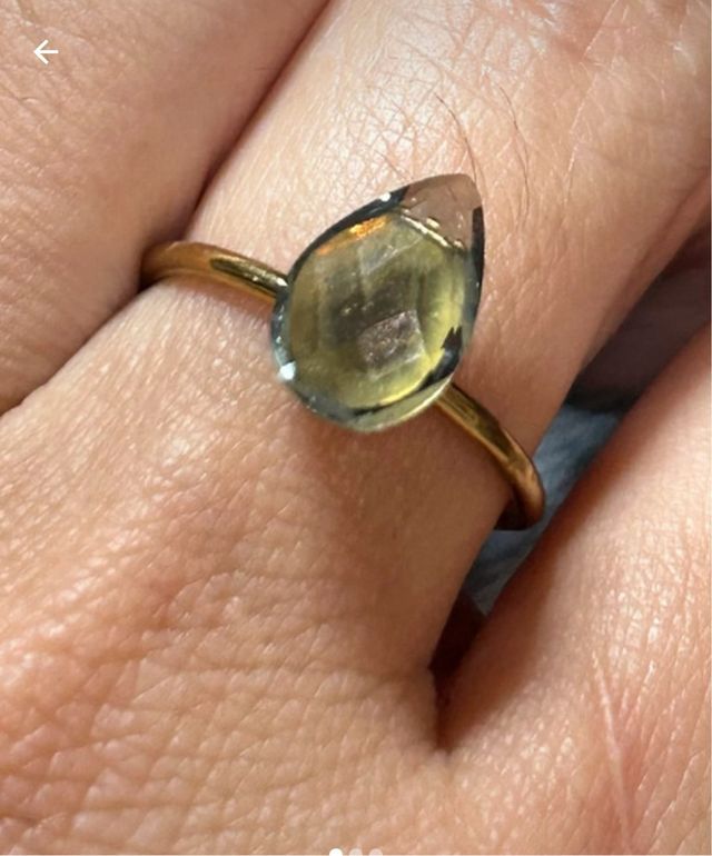 Anillo acero y lágrima cristal azúl