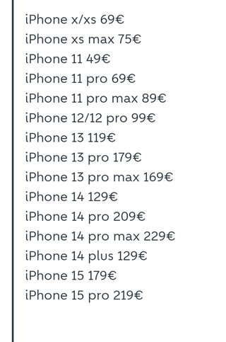 Precios reparación pantalla iphone