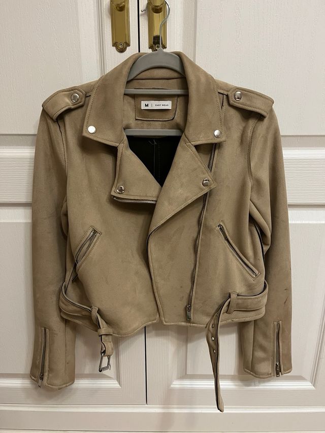 Cazadora biker de ante