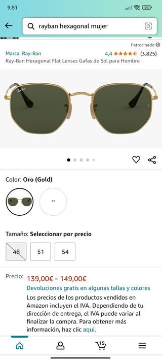 Rayban hexagonal mujer