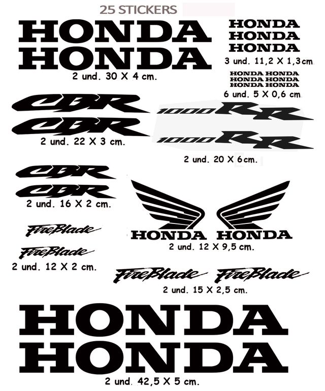 25 PEGATINAS HONDA CBR