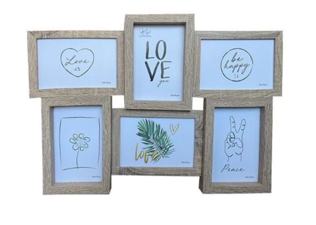 porta foto juego para 6 fotos beige