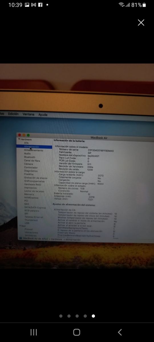 MACBOOK AIR AÑO 2011 13 PULGADAS