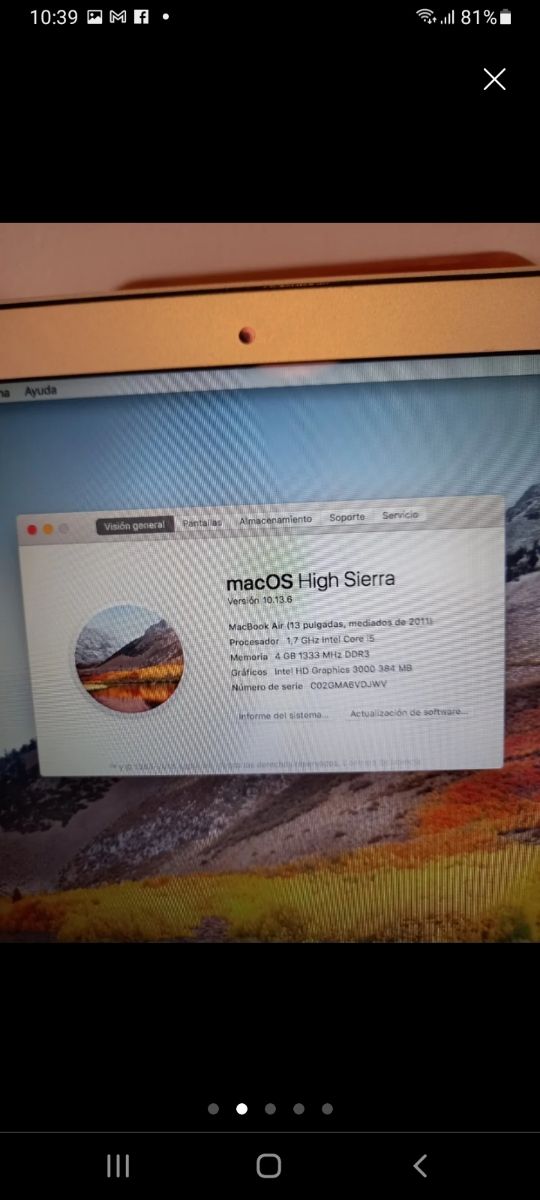 MACBOOK AIR AÑO 2011 13 PULGADAS