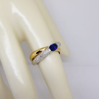 Anillo Dos Oros 18K Diamantes y Zafiro