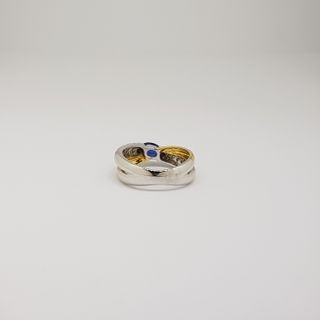 Anillo Dos Oros 18K Diamantes y Zafiro