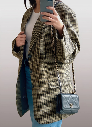 Vintage | Oversized | Blazer Beige Black Green