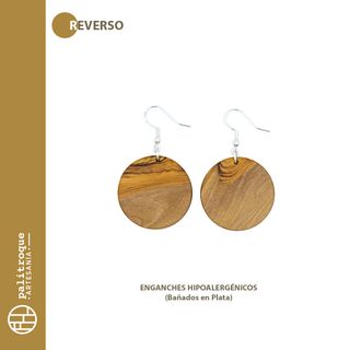Pendientes artesanales de madera de olivo, Arena