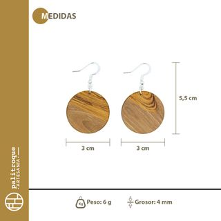 Pendientes artesanales de madera de olivo, Arena