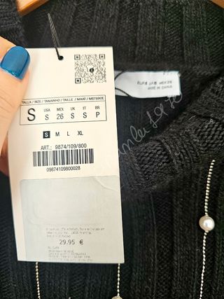 Jersey de punto flecos perlas zara