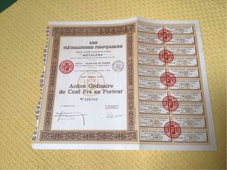 Titolo azionario francese 1930, Soc. Metalli