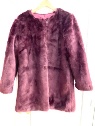 Chaquetón piel sintética burdeos