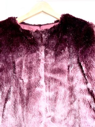 Chaquetón piel sintética burdeos