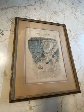 Antiguo Grabado frances XVIII enmarcado