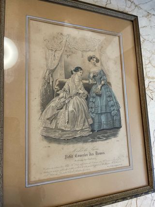 Antiguo Grabado frances XVIII enmarcado