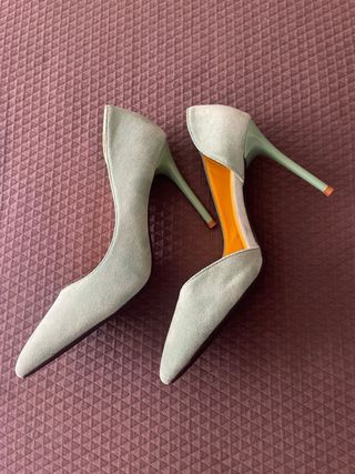 Zapato tacón verde menta 39 mujer