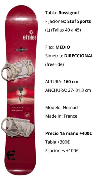 Tabla Snowboard 160 cm con Fijaciones - Rossignol
