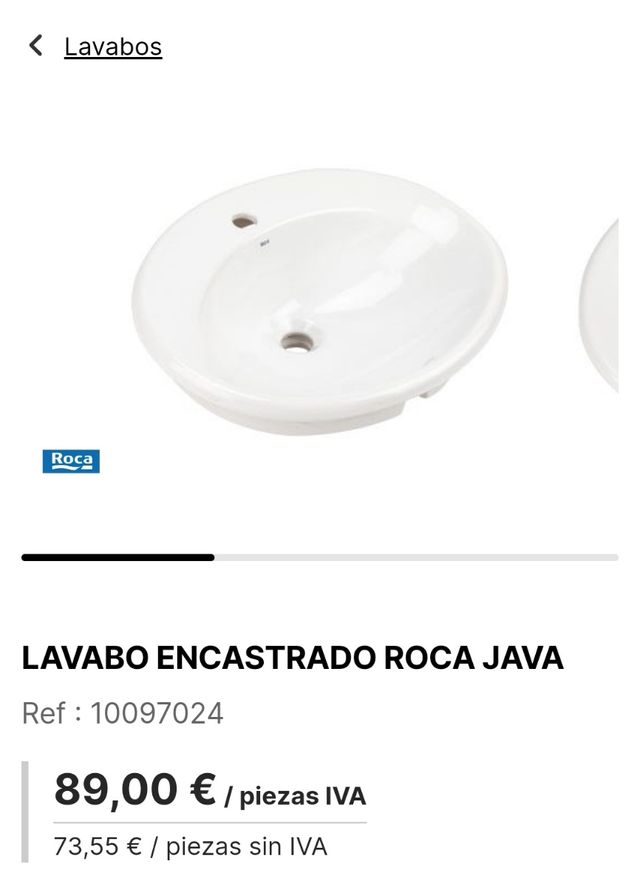 Lavabo roca java nuevo