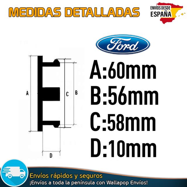 X4 Tapacubos Ford 60mm Cubrebujes Tapas Llantas