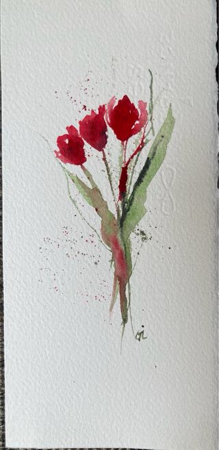 Set 3 acquerelli dipinti a mano fiori