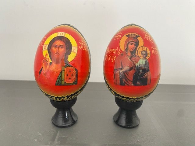 PAREJA DE ICONOS BIZANTINOS PINTADOS A MANO