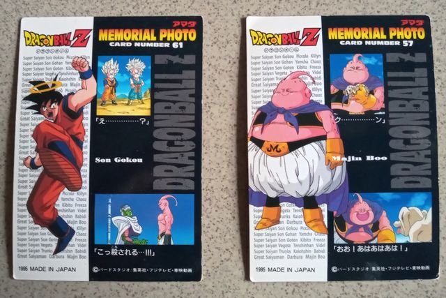 2 cards prism holo Dragon Ball Z Japan n. 57 e 60