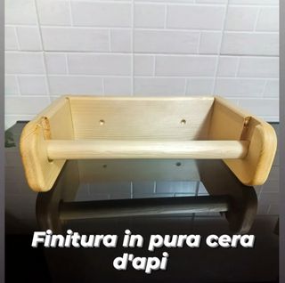 Porta scottex carta da cucina rotolo in legno