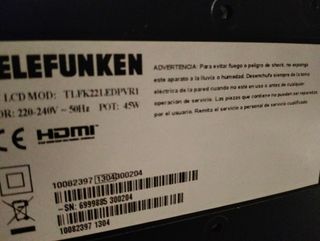 Televisión 22" Telefunken nueva 