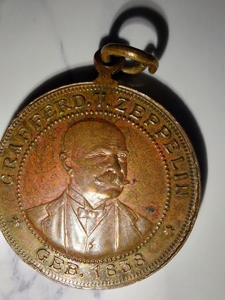 MEDALLA GRAF ZEPPELIN DIRIGIBLE LZ-4 DESASTRE 1908