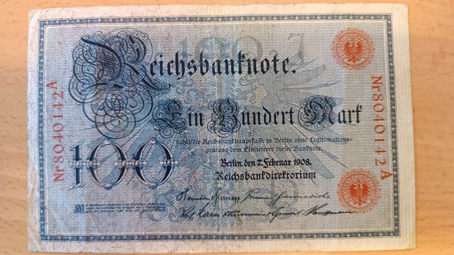 🇩🇪 Billete 100 Marcos 1908 - Imperio Alemán