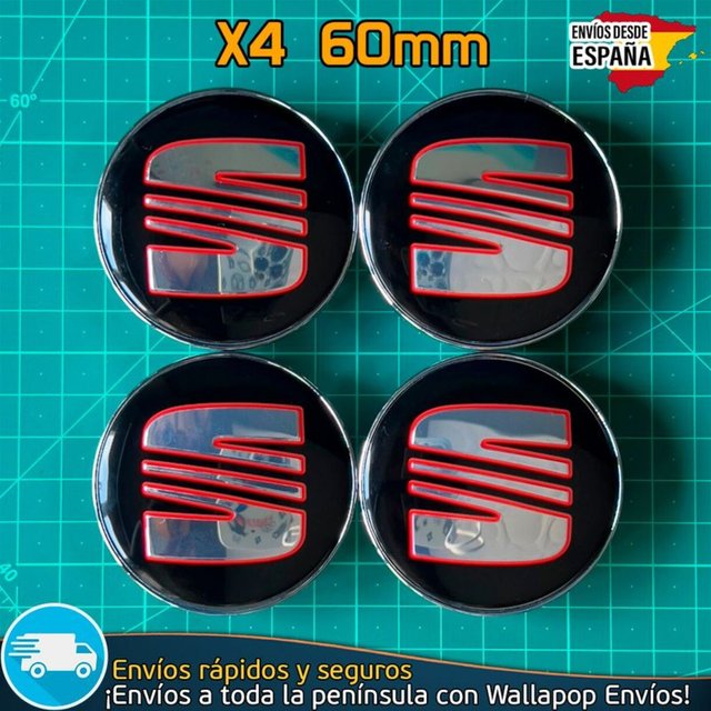 X4 Tapacubos Sea 60mm Emblemas Ibiza Leon Cupra