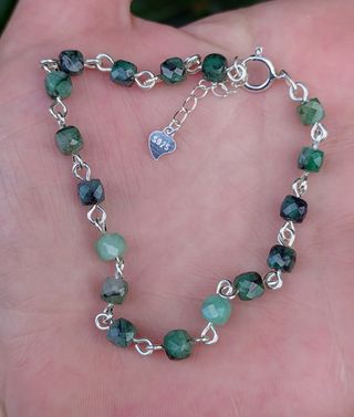 Pulsera, plata ley y esmeralda 